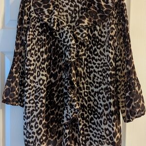 Leopard Print Ruffle Blouse